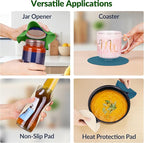 NIHOME Silicone Jar Opener – 6 Inch Large Anti-Slip Grip Pads, Premium 100% Food-Grade Silicone, Stylish Designer Colors, Multi-Purpose Heat-Resistant Mat & Coaster, Set of 4 (Forest Color Palette)