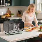 Kitten Daisy Print Toaster Oven Stain-resistant Cover for Kitchen Counter Decor, Heavy Duty Heat-resistant Microwave Oven Cover, Washable (Medium-16.1 * 19.71 * 10 inches)