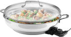 XL Electric 16" Skillet By CucinaPro- 18/10 Stainless Steel Frying Pan with Tempered Glass Lid and Handle, Round with Adjustable Temperature Control Probe, Portable, Includes Recipe Guide, Great Gift