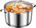 STOCKPOT Cooking Pot, Stainless Steel Stock Pot with Glass Lid, 6 Quart Soup Pot, Induction Compatible, Dishwasher Safe