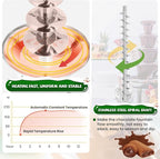 Commercial Chocolate Fountain, 6 Tiers 19 lb Capacity Large Commercial Hot Chocolate Fondue Tower Stainless Steel Chocolate Melting Heating Machine for Nacho Cheese Liqueurs Party Wedding