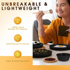 40 Piece Plastic Dinnerware Set for 8 with Cutlery, Unbreakable Plates and Bowls Set, Dishwasher & Microwave Safe Reusable Dish Set for Camping, RV, Outdoor Kitchen, Apartment Dining, Black