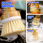 Holikme 6 Pack Dish Brush Kitchen Brushes Set with Vegetable Palm Brush, Bottle Brush, Dish Brush and Straw Brush, Fruit Cleaning Brushes for Cleaning Potato, Amarillo