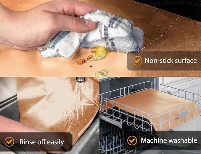 Oven Liners for Bottom of Oven - 2 Pack Large Heavy Duty Mats, 17”x25” Non-Stick Reusable Liner for Electric, Gas, Toasters, Grills - BPA & PFOA Free Kitchen Accessory to Keep It Clean (Copper)