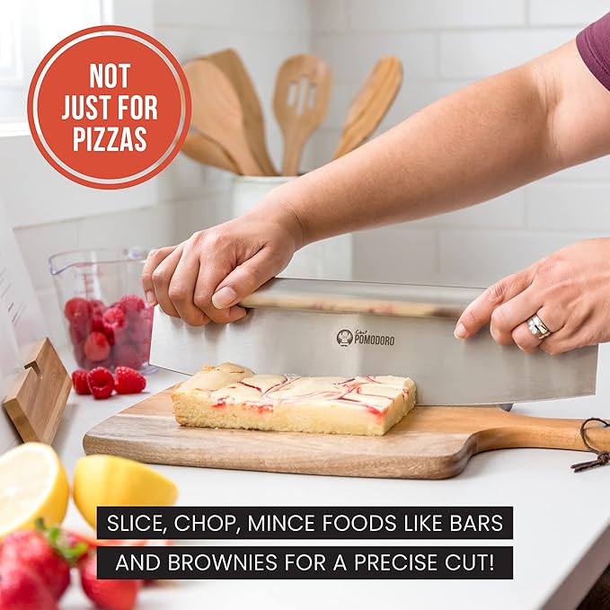 Chef Pomodoro Aluminum Metal Pizza Peel with Foldable Wood Handle for Easy Storage, Pizza Spatula, Gourmet Luxury Pizza Paddle for Baking Homemade Pizza Bread (12 x 14 inch + 14 inch Cutter)