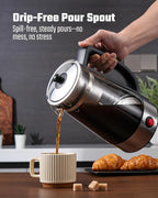 KIDISLE Percolator Coffee Pot Electric Coffee Maker, 10-Cup Coffee Percolator with Auto Keep Warm, Stainless Steel Basket, Borosilicate Glass, Cool-Touch Handle