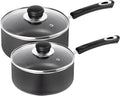 Utopia Kitchen Nonstick Stock Pot Saucepan Set with Lids, 2 Quart and 3 Quarts Multipurpose Stock Pots Set for Home, Kitchen or Restaurant, Grey & Black