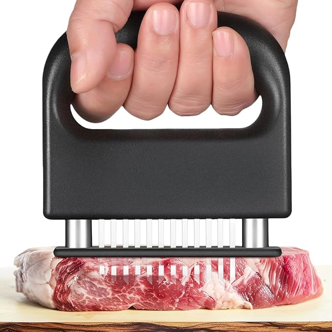 Meat Tenderizer with 48 Stainless Steel Ultra Sharp Needle Blades, Kitchen Cooking Tool for Tenderizing Beef, Chicken, Steak, Veal, Pork, Fish, BBQ, Marinade