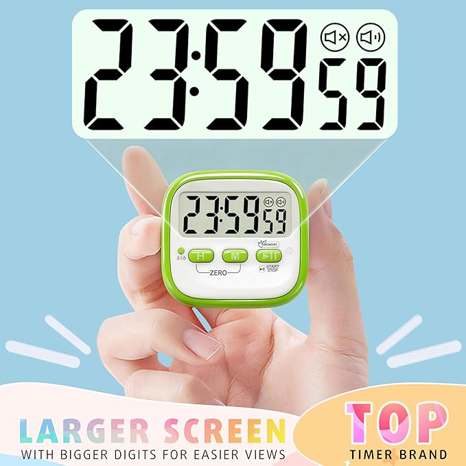 Antonki 2 Pack Classroom Timers for Kids Teachers, Magnetic Countdown Digital Kitchen Timer for Cooking, Study, Exercise, Games, Time Mangement - Loud/Silent Mode - Battery Included