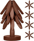 Wooden Cup Coaster Set，Tree Shape Trivet Set,Tree Coasters- 4 Wooden Trivets + 1 Stand stored for hot Dish/Pot/Bowl/teapot/hot Pot Set (Brown)