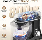 800W Stand Mixer with 5.3QT Bowl, 6-Speed with Pulse Electric Kitchen Mixer, Food Mixer with Dough Hook, Whisk, Beater Tilt-Head & Non-Slip Base for Cookie, Cake, Bread & Baking-Black