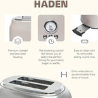 Haden Dorset 2 Slice Wide Slot Stainless Steel Toaster Bundled with 1.7 Liter Stainless Steel Electric Kettle with 360-Degree Base, Putty & Chrome