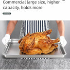 2-Pack Large 304 Stainless Steel Baking Pan Set (19.5"x13.5") - Non-Toxic Heavy Duty Commercial Grade Deep Sheet Pan, 1 Solid & 1 Perforated Pans for Roasting, Defrosting, Draining, Cooling