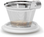 Tea Forte Double-Walled Ceramic Kati Cup, Removable Stainless Steel Infuser Basket and Lid, Steeps 12 oz Loose Leaf Tea, Dishwasher & Microwave Safe, Gifts for Mom, Jardin