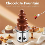4 Tier Chocolate Fondue，430 Stainless Steel Chocolate Fountain Machine, Electric Chocolate Melting Fondue Fountain Set, Chocolate Fountain Machine for Chocolate Candy Butter Cheese