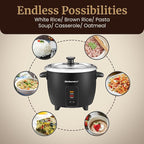Elite Gourmet ERC006SS 6-Cup Electric Rice Cooker with Stainless Steel Inner Pot, Makes Soups, Stews, Porridges, Grains and Cereals, 6 cup (3 cups uncooked), Black