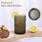 ZMOWIPDL Vintage Hobnail Drinking Glasses Set of 8,Grey 12 oz & 15oz Highball Glass Cups, Kitchen Drinkware Glassware,Embossed Water Tumbler,for Beer,Cocktail,Whiskey,Juice and Various Mixed Drinks