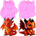 Dragon Fondant Molds Dragon Silicone Candy Mold For Cake Decoration Cupcake Topper Candy Polymer Clay Chocolate Gum Paste Set Of 2