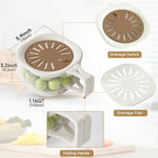 Fruit Vegetable Washing Bowl with Strainer, Multifunctional Produce Washer, Berry Container, Lettuce Keeper for Fridge Refrigerator Organization, Portable Strainers and Colander for Kitchen (Brown)