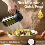 SWEET VIEW - Olive Oil Sprayer for Cooking, 16oz/470ml Glass Light-Proof Oil Pourer for Kitchen with Stickers for Air Fryer, Cooking, Salad, and BBQ with Stickers