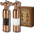 Premium 8" Salt and Pepper Grinder 2PK. Large Peppermill - Refillable, Adjustable Coarse, Antique Stainless Steel Spice Shaker. Clear Acrylic aesthetic - Cute Copper Color Kitchen Gift for Mom