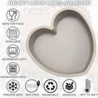 Heart Shaped Cake Pans 8 Inch – Set of 2 Nonstick Silicone Heart Cake Pan for Baking, Oven & Microwave Safe Molds – Durable, Easy-Clean Matte Surface - Grade Novelty Shaped Cake Pans (Gray)