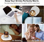 25W Electric Candle Warmer for Coffee Mugs, 75℃ Heating & Auto Shut-Off, Spill-Proof Desk Warmer for Beverages (White)