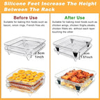BYKITCHEN 8 inch Square Air Fryer Rack, 3pcs Stackable Stainless Steel Dehydrator Rack with Silicon Feet, Square Air Fryer Accessories for Cosori, Instant Vortex, Ninja Pro XL 6.5 QT AF181 & More