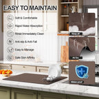 Ecotrim - Dish Drying Mat for Kitchen Counter | Coffee Bar Mat for Countertops | Heat Resistant Drainer Mat with Non-slip Rubber Backed | Hide Stain Kitchen Absorbent Draining Mat | Brown 18"x32"