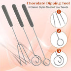 5 Piece Chocolate Dipping Tool Candy Making Supplies for Easy Candy Making and Decorative Plating, Stainless Steel Decorating Spoons for Decorative Plates Cake Coffee, Dipping Fork Spoons