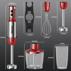 Immersion Blender Handheld 1200W, 20-speeds Immersion Hand Blenders, Hand Mixer with Mining Beaker,Chopper,Whisk, Frother, Stand and Stick Blender Suitable for Kitchen, Protein Shakes and Baby Food