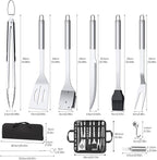 BBQ Accessories Grill Tools Set,Stainless Steel Barbecue Grill Accessories for Outdoor Grill,Barbecue Utensils Grilling Accessories Grilling Gifts for Men,Father's Day/Christmas (Sliver-22PCS)