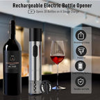 Electric Wine Bottle Opener and Beer Opener 2-in-1, Rechargeable Automatic Corkscrew with Foil Cutter, One-click Wine Opener Electric for Home Kitchen Party Wedding