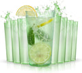 Liacere Plastic Drinking Glasses (Set of 12) 18oz Highball Green Reusable Plastic Glasses Colors，Kitchen Water Glasses Cup, Bar Tumbler Glassware Set for Beer, Juice, Cocktail, Whiskey, Milk