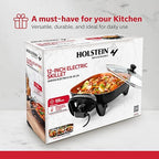 Holstein Housewares 12-Inch Electric Skillet - 1400W Electric Pan with Adjustable Temperature Control, PFOA-Free Non-Stick Coating, Cool-Touch Handles, Multi-Function Cooker, Copper & Black