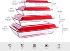 Set of 8 PCS Nesting Tempered Glass Bakeware Set, 4x Glass Baking Dishes and 4x BPA Free Lids. Oven, Refrigerator and Dishwasher Safe.