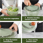 Salad Spinner Large with 5-Blade Slicer & Egg Yolk Strainer, Multifunctional Vegetable Fruit Washing Bowl 4.3 Qt for Efficient Kitchen Washing Drying & Shredding