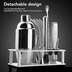 Stainless Steel Bartender Kit with Acrylic Stand Cocktail Recipes Booklet Tool Set with Stand Home Kit and Cocktail Shaker Set (Large)