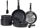 Sweetcrispy 12 pcs Pots and Pans Set, Nonstick Kitchen Induction Cookware Suit with Detachable Handle, Dishwasher Oven Safe, Black