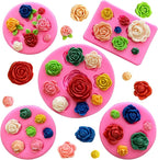 5Pcs Rose Flower Silicone Molds Small Flower Fondant Chocolate Candy Molds Polymer Clay Resin Ice Cube Soap Wax Mold for Baking