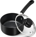 MICHELANGELO Nonstick Saucepan with Lid, Ceramic Sauce Pan Sets, Easy to Clean Sauce Pans, Multi-Purpose Cooking Pots, 1QT, Black