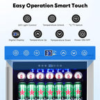 ORYMUSE 24" Beverage Refrigerator, 180 Can Under Counter Drink Cooler with Glass Door & Lock, Built-in or Freestanding Mini Fridge with Quiet Compressor Cooling for Beer, Soda & Wine