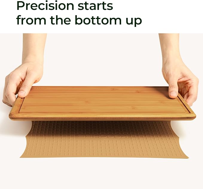 Keechee 2Pcs Cutting Board Set with Non-slip Mat, Bamboo Cutting Boards for Kitchen Meal Prep & Serving - Wood Serving Board Sets with Deep Juice Groove Ideal Kitchen Gifts