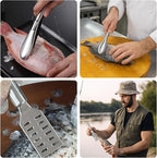 4 PCS Fish Scaler, Stainless Steel Fish Scale Remover, Fish Descaler Tool with Serrated Blade Design, Ideal for Home, Kitchen, Seafood Markets, and Professional Use