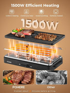 FOHERE Raclette Grill, 2 in 1 Raclette Table Grill Indoor, 1500W Korean BBQ Grill Electric Griddle with Reversible Non-stick plate, Adjustable Temp Control and 8 Paddles for Parties and Family Fun