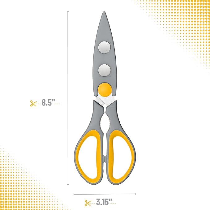 Mr. Pen- All Purpose Kitchen Shears with Protective Sheath, 8 Inch, Dishwasher Safe, Stainless Steel Food Scissors with Micro-Serrated Blades, Durable Utility Kitchen Shears, Gray & Orange