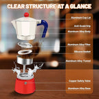 12 Cup Aluminum Espresso Stovetop Moka Pot Express Coffee Maker Percolator Italian Classic Mocha Coffee Machine for Italian and Cuban Cafe Brewing for Home & Camping 600ml 20oz