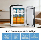 Antarctic Star 4L/6 Can Portable Mini Fridge,Personal Compact Refrigerator,Small Cooler for Food,Drinks or Skin Care, AC/DC for Bedroom, Car, Office & Dorm, Black