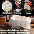 10 Pcs Cheese Cloths for Straining, 20x20 Inch Grade 100 Precut Cheese Cloth With Fabric Fine Mesh Cloth, 100% Unbleached Cotton, Reusable Muslin Cheesecloth for Straining, Juicing, Cooking Turkey