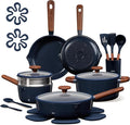 CAROTE 21pcs Cookware Set Nonstick Pots and Pans Set, Ceramic Cookware Set Induction Cookware, Non toxic Healthy Non Stick Kitchen Cooking Set, PFAS PTFE Free, Blue